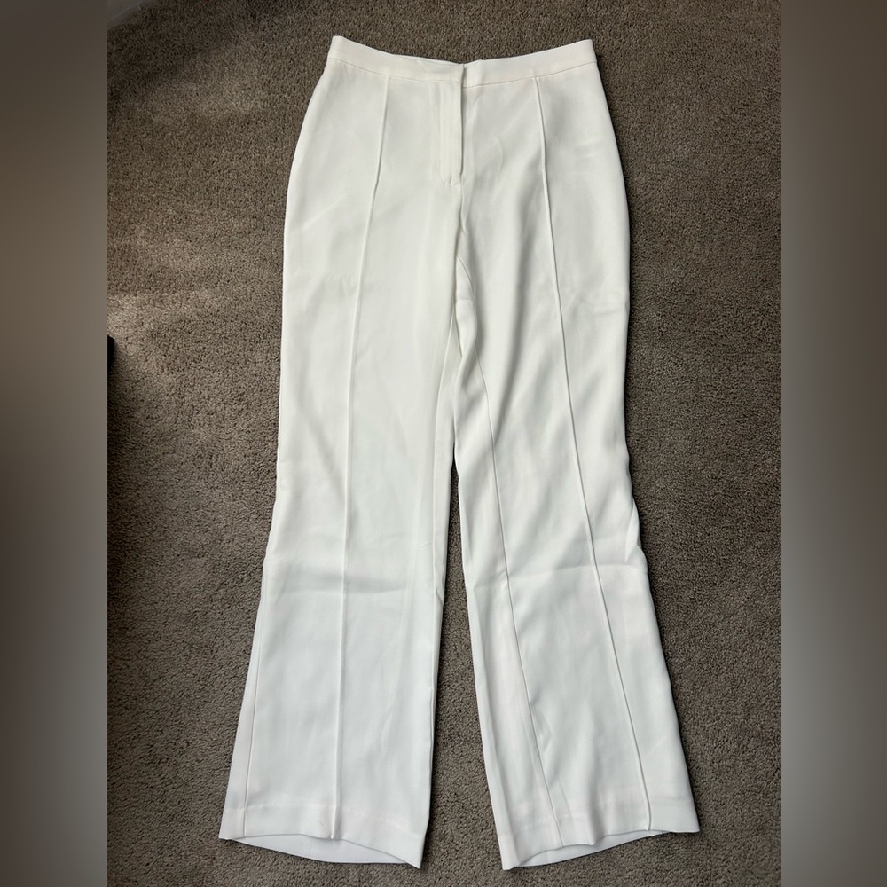 Elie Tahari White Wide Leg Pleated Pants Size 8 NWT